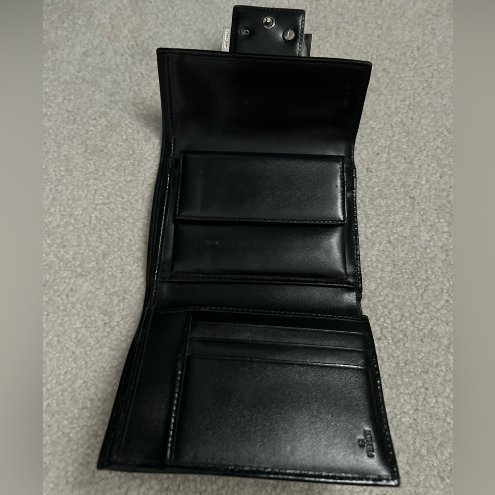 FENDI Y2K Black Zucchino Forever Continental Flap Compact Wallet Purse - Picture 11 of 16
